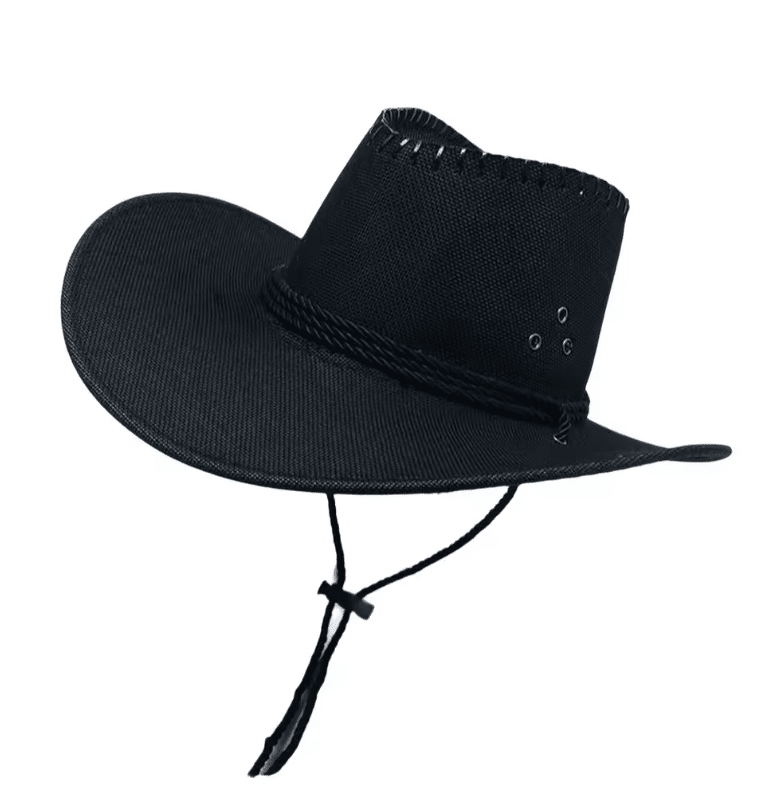 Chapeau cowboy noir aspect toile avec surpiqûres (2)