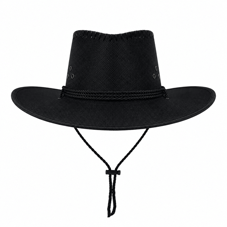Chapeau cowboy noir aspect toile avec surpiqûres (3)