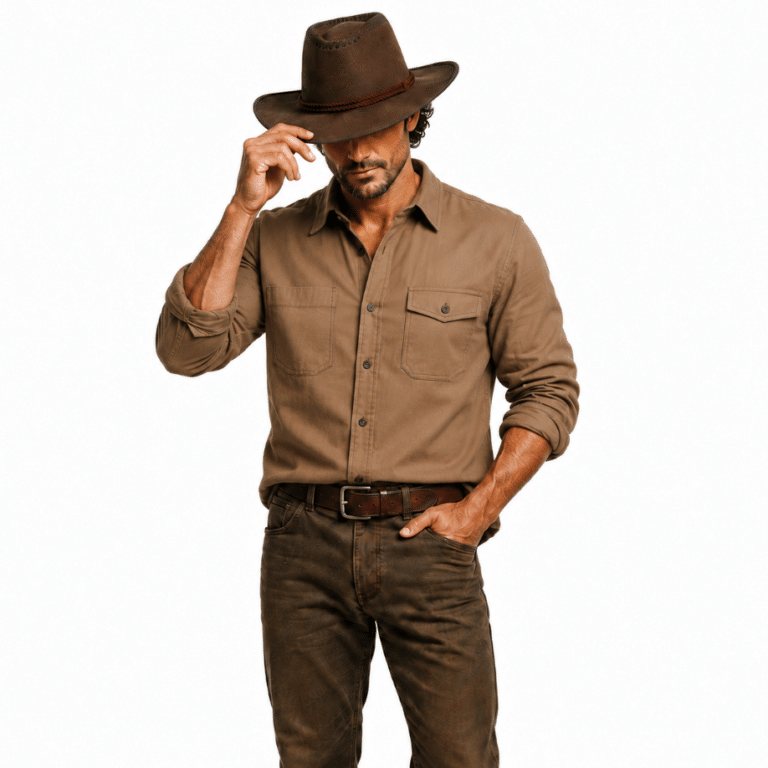 Chemise cowboy fibres végétales naturelles style aventurier (1)