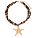 Collier bohème femme léopard à étoile de mer dorée (1)