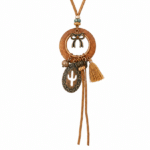 Collier bohème festival à pendentif cactus et pompon camel (2)