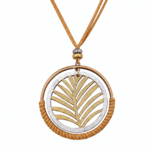 Collier boho moderne avec pendentif végétal circulaire
