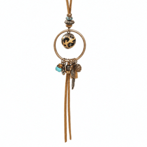 Collier country avec anneau, plume et breloques