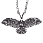 Collier cowboy argenté corbeau acier inoxydable3