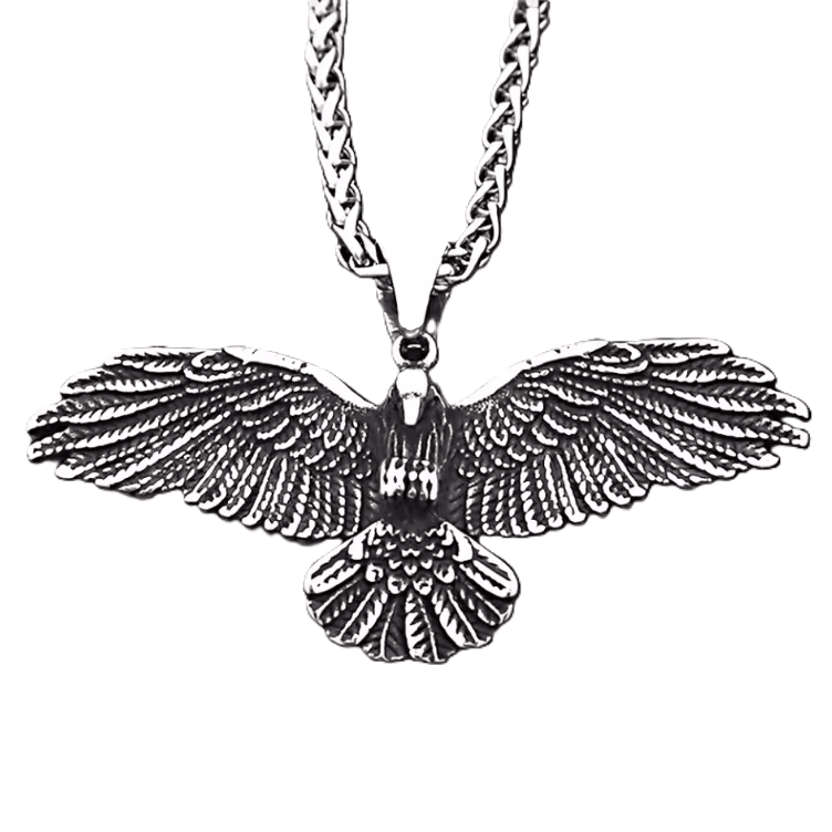Collier cowboy argenté corbeau acier inoxydable3