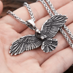 Collier cowboy argenté corbeau acier inoxydable2