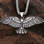 Collier cowboy argenté corbeau acier inoxydable1