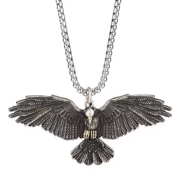 Collier cowboy argenté corbeau acier inoxydable6