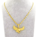 Collier cowboy doré à pendentif aigle aux ailes déployées (3)