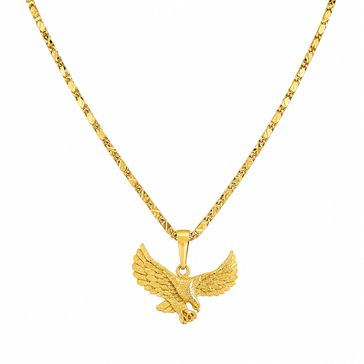 Collier cowboy doré à pendentif aigle aux ailes déployées (4)
