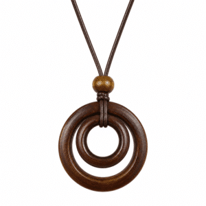 Collier double anneau bois nature et équilibre