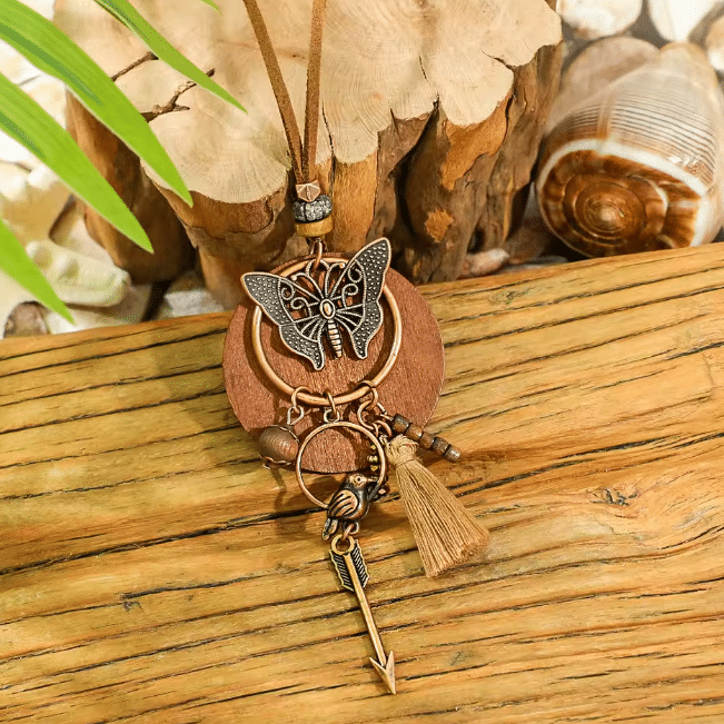 Collier sautoir boho vintage papillon oiseau (1)