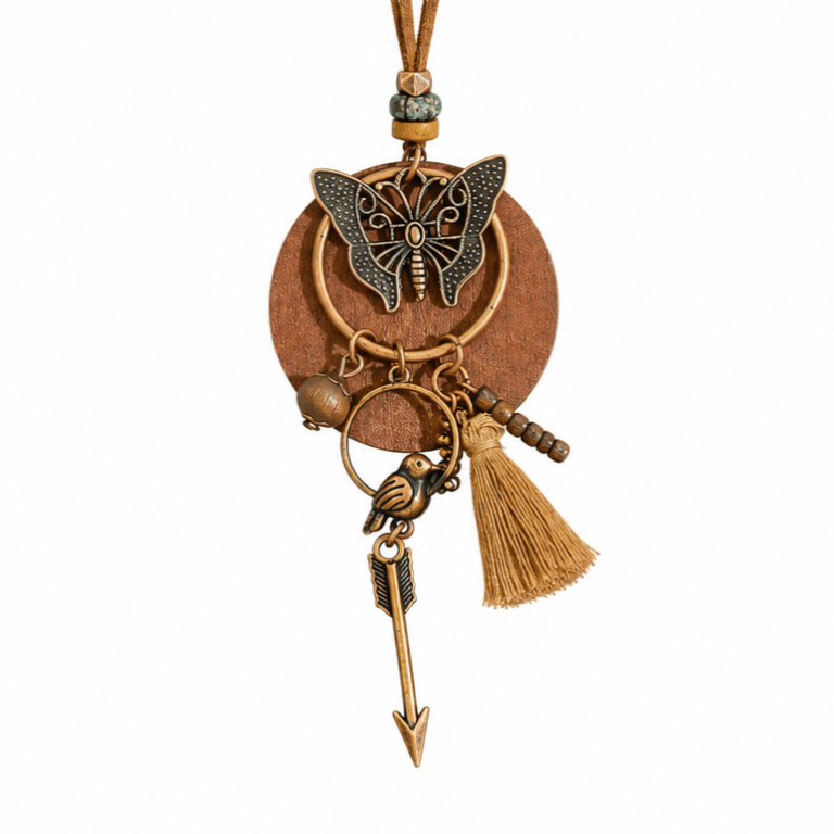 Collier sautoir boho vintage papillon oiseau (2)