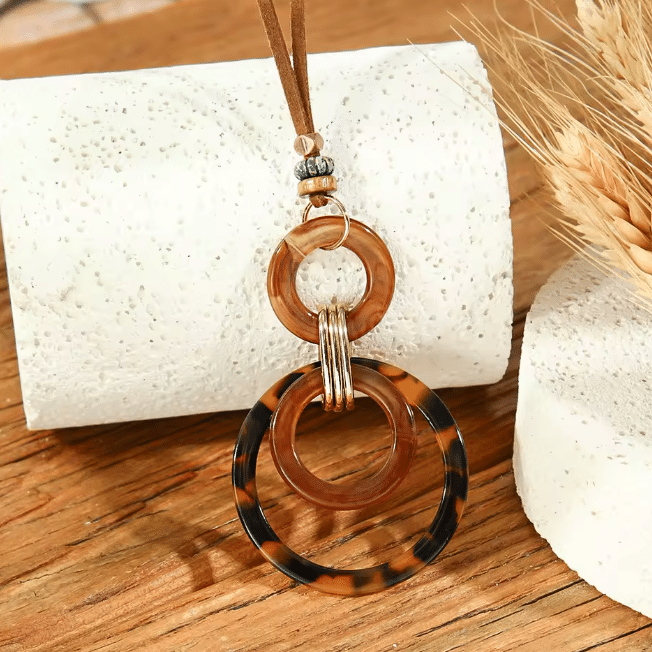 Collier western à anneaux écaille ambré (2)