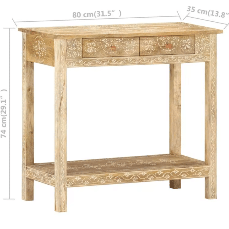 Console en bois massif western à tiroirs style prairie vintage (8)