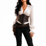 Corset femme western noir effet cuir