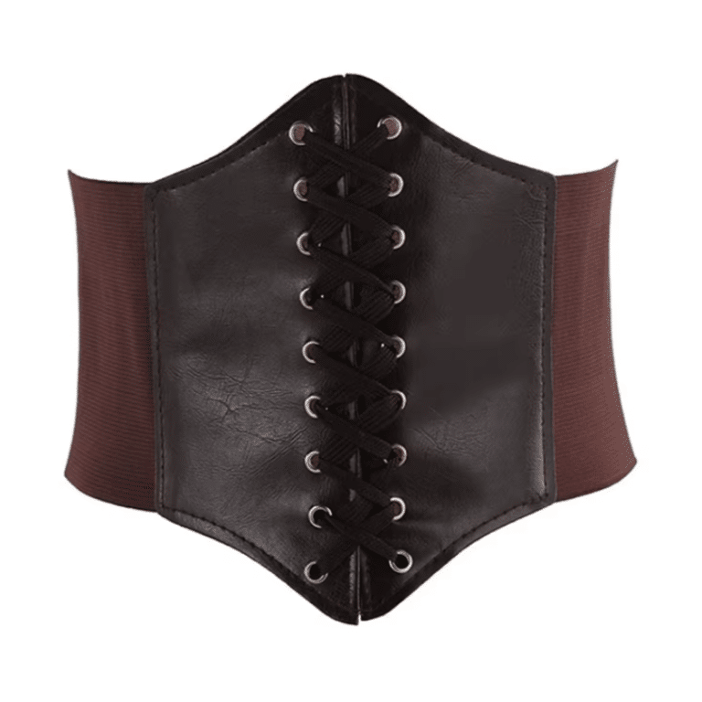 Corset femme western noir effet cuir (3)