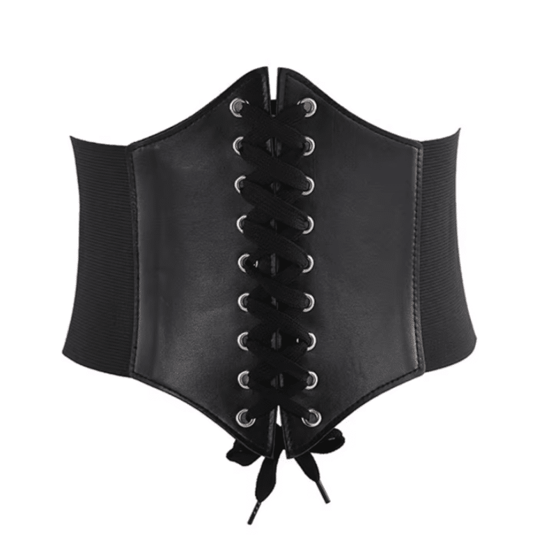 Corset femme western noir effet cuir (7)