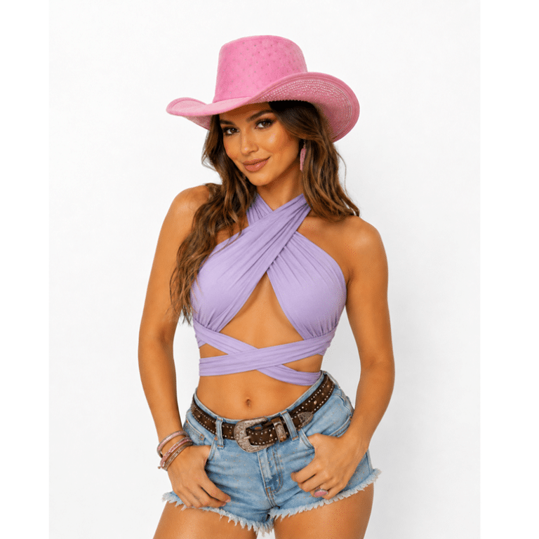 Crop top femme croisé à nouer (3)