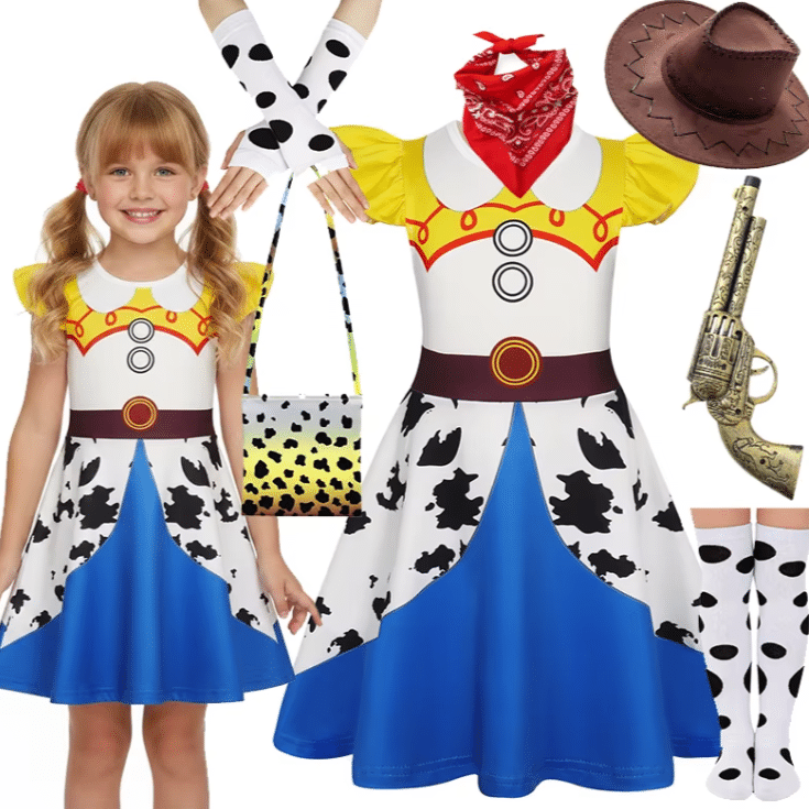 Déguisement Jessie Toy Story fille robe bleue avec accessoires (1)