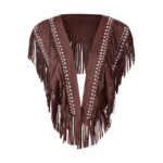 Gilet à frange femme rivets argentés (1)