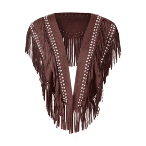 Gilet à frange femme rivets argentés