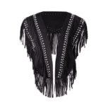 Gilet à frange femme rivets argentés (2)