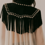 Gilet à frange femme rivets argentés (4)