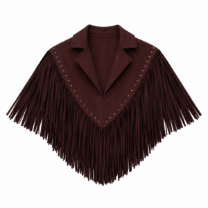 Gilet à franges vintage femme rivets dorés