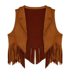Gilet cowboy enfant marron franges Far ouest