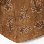Gilet cowboy femme sans manches marron broderies florales (4)