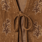 Gilet cowboy femme sans manches marron broderies florales (5)