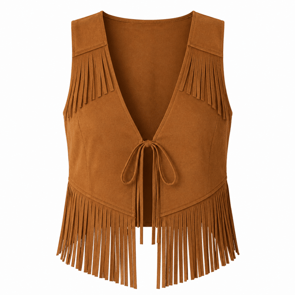 Gilet cowgirl camel à nouer (2)