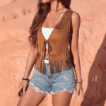 Gilet cowgirl camel à nouer (4)