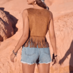 Gilet cowgirl camel à nouer (5)