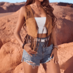 Gilet cowgirl camel à nouer (6)