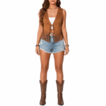 Gilet cowgirl camel à nouer (7)