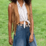 Gilet ouvert à franges look cowgirl (1)