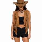 Gilet ouvert à franges look cowgirl (2)