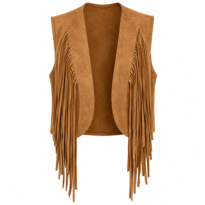 Gilet ouvert à franges look cowgirl (3)