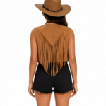 Gilet ouvert à franges look cowgirl (4)