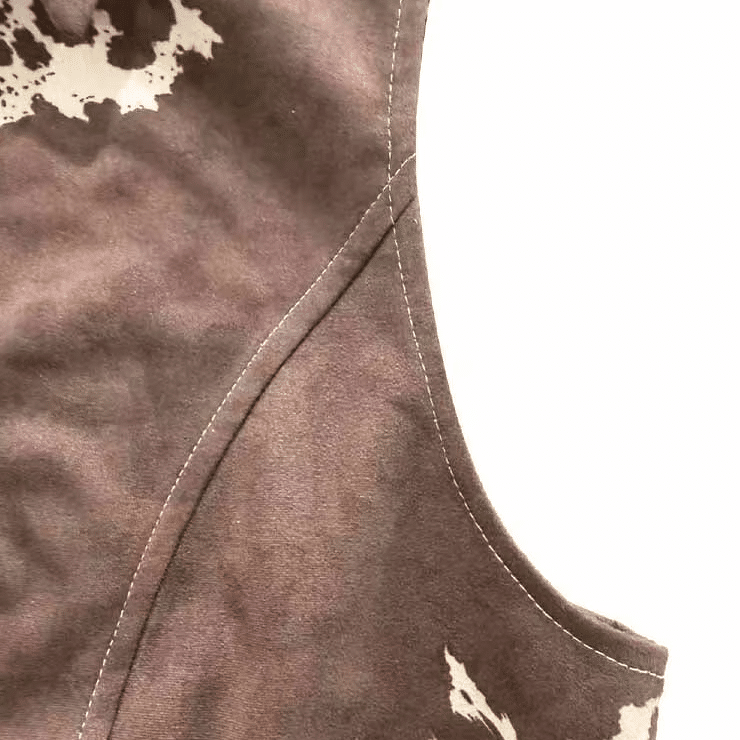 Gilet western femme marron motif vache col tailleur (2)