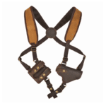 Holster d’épaule marron réglable toile et cuir porte chargeurs (2)