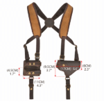 Holster d’épaule marron réglable toile et cuir porte chargeurs (3)