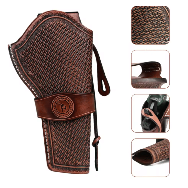 Holster en cuir véritable marron pour revolver Colt (1)
