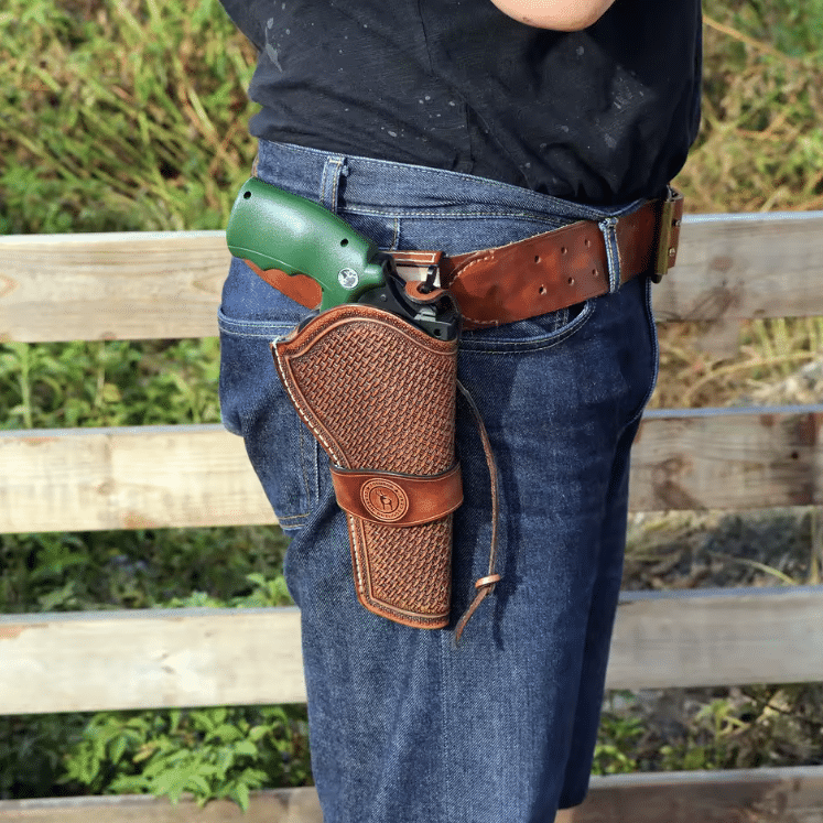 Holster en cuir véritable marron pour revolver Colt (3)
