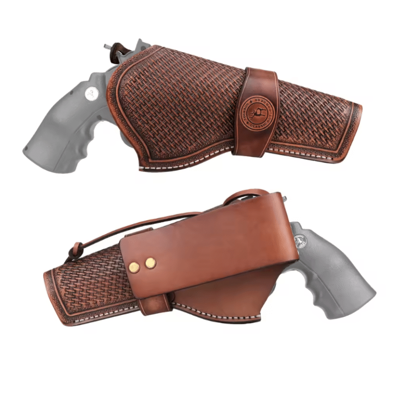 Holster en cuir véritable marron pour revolver Colt (5)