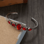 Jonc vintage ouvert plumes pierres (5)