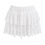 Jupe courte blanche en dentelle à volants style western (6)