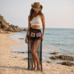 Jupe crochet motifs granny square longues franges plage (2)
